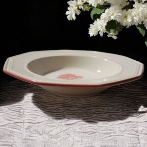 1 Vtg 70's SIC White Porcelain Pink Rose Decagon Salad Soup Cereal Bowl Italy